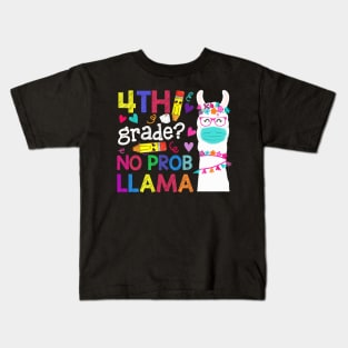 Quarantine Llama 4th Grade 2020 School Social Distance Shirt Funny Back To School Gifts Kids T-Shirt